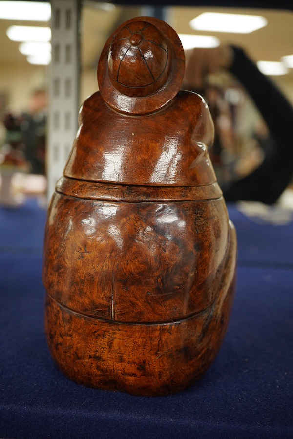 A Thuya wood and ivory figural tobacco box, 19.5cm - CITES Submission reference WK3EC3XH